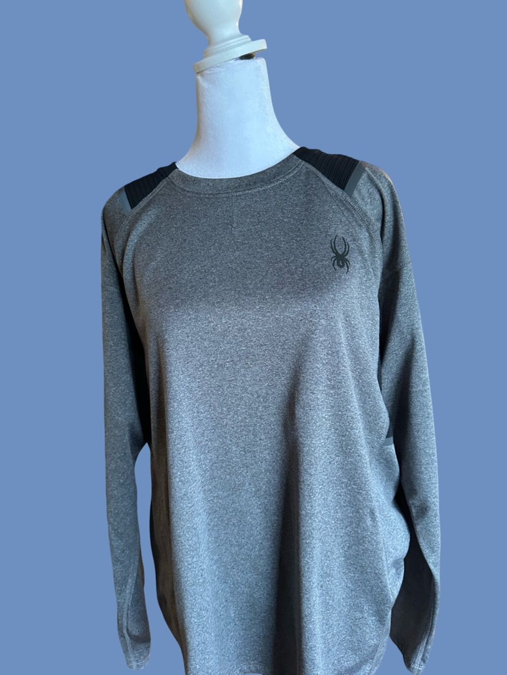 Spyder Gray Heather Performance Crew with Black Shoulder Accents